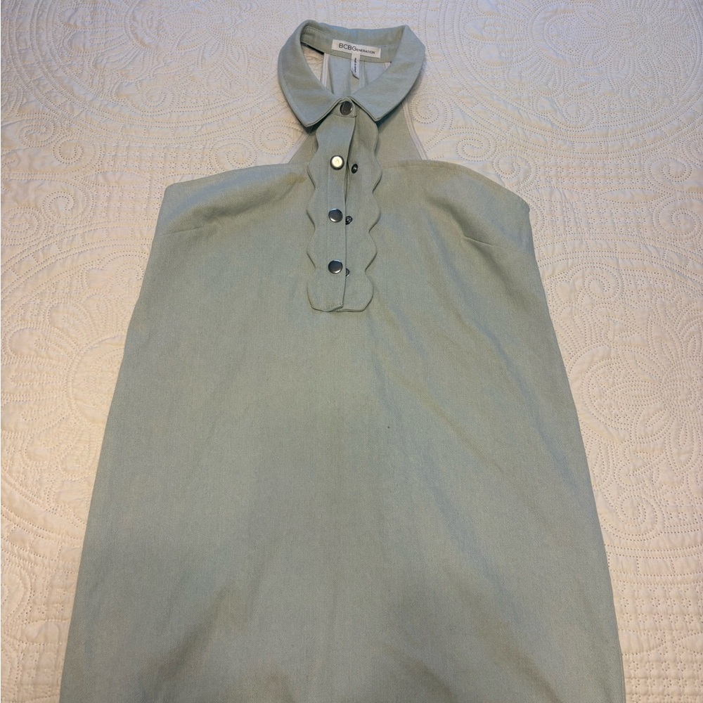 White Wash Denim Halter Dress